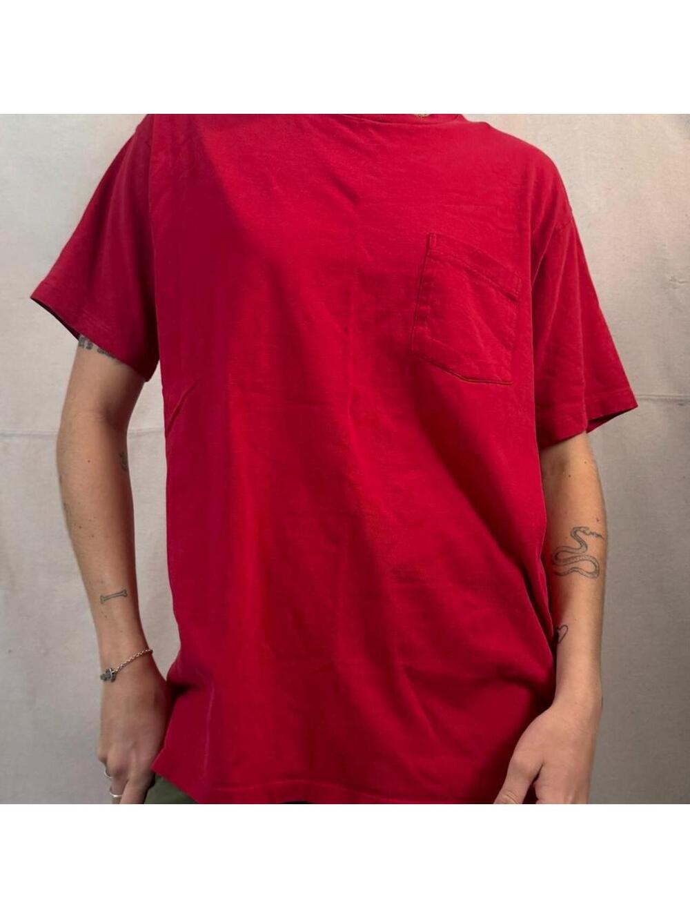 Vintage Towncraft Red Pocket Tee – Single Stitch